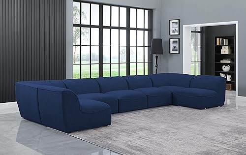 Miniatura 2 de Meridian Furniture 683Navy-Sec7B Colección Miramar Modern | Modular, tapizado modular con textura de lino contemporáneo, azul marino, 175 pulgadas