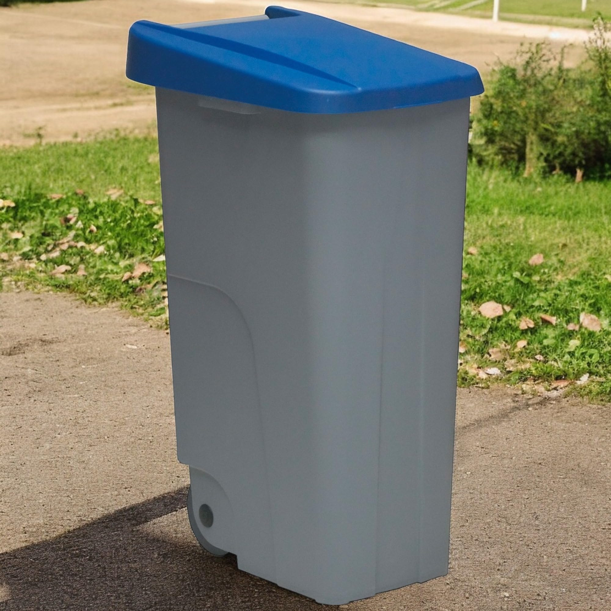 WELL HOME MOBILIARIO & DECORACIÓN Contenedor Cerrado 110L Azul H.88cm + Rollo 10 bolsas de basura 120L