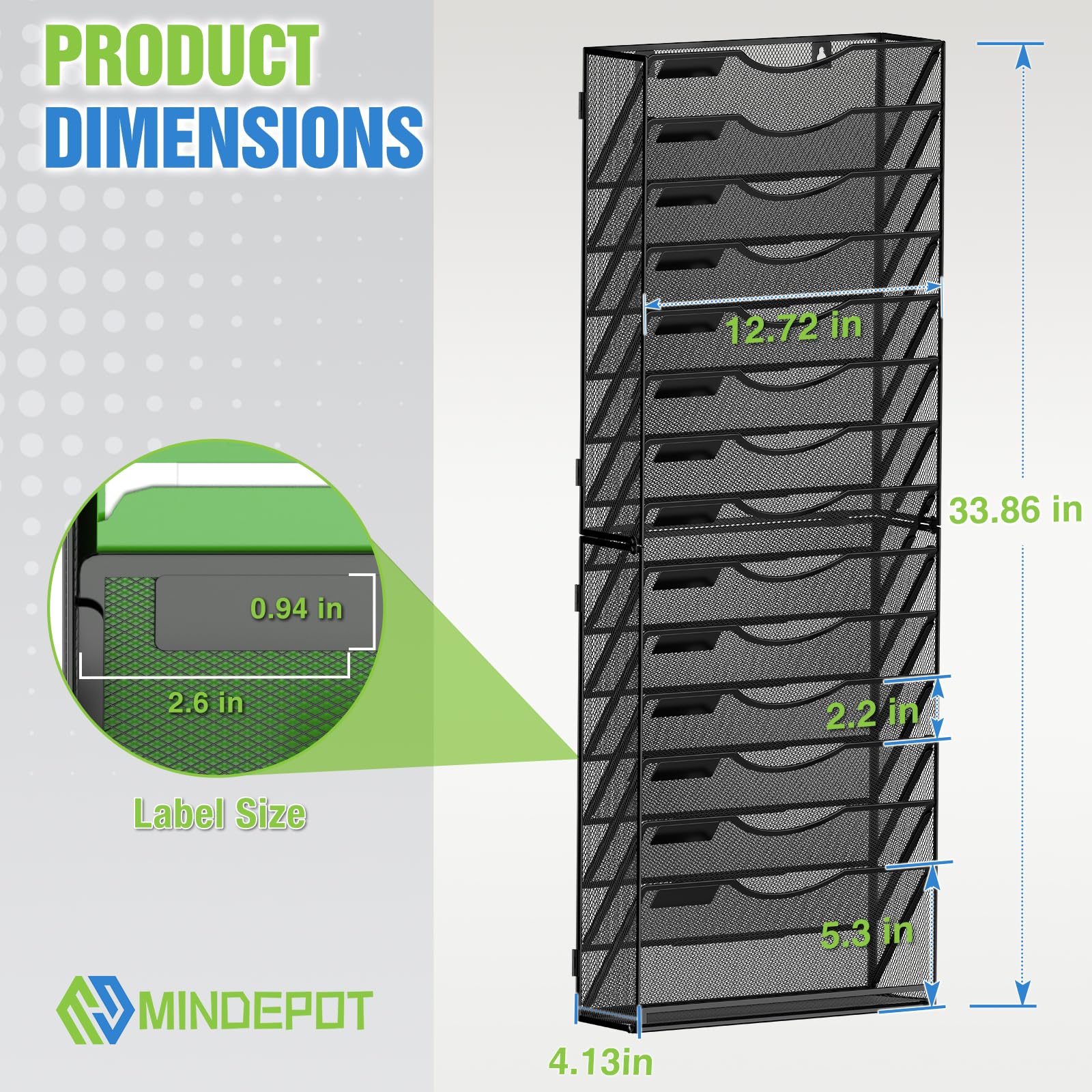 MINDEPOT 15 Tier Wall File Holder Hanging Wall File Organizer For - View #5