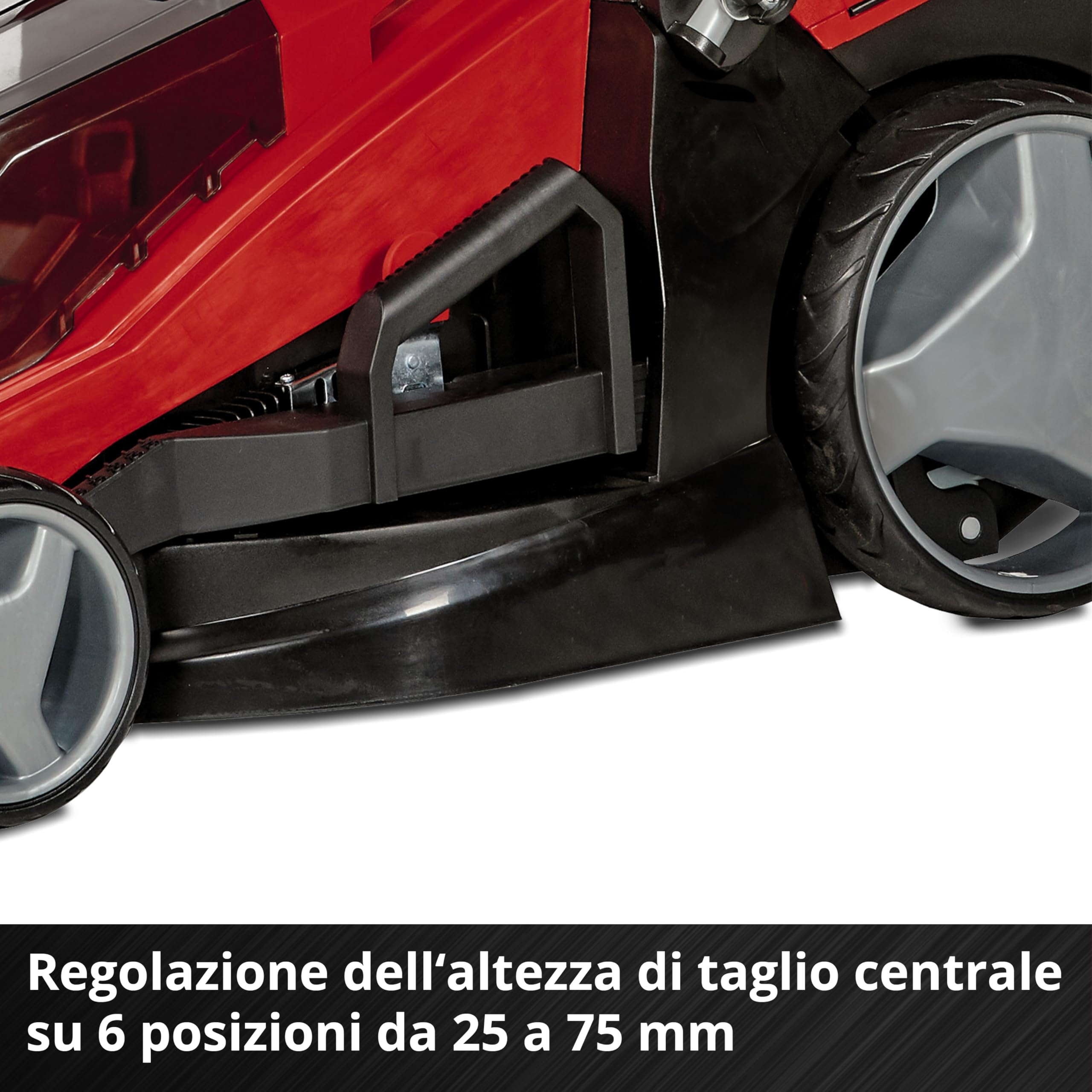 Einhell GE-CM 36/43 Li M - Solo Tagliaerba a batteria Power X-Change (36 V, taglio 43 cm, raccolta 63 L, ruote ant. 160 mm, kit mulching incluso, ruote post. 250 mm, senza batteria e caricabatteria)