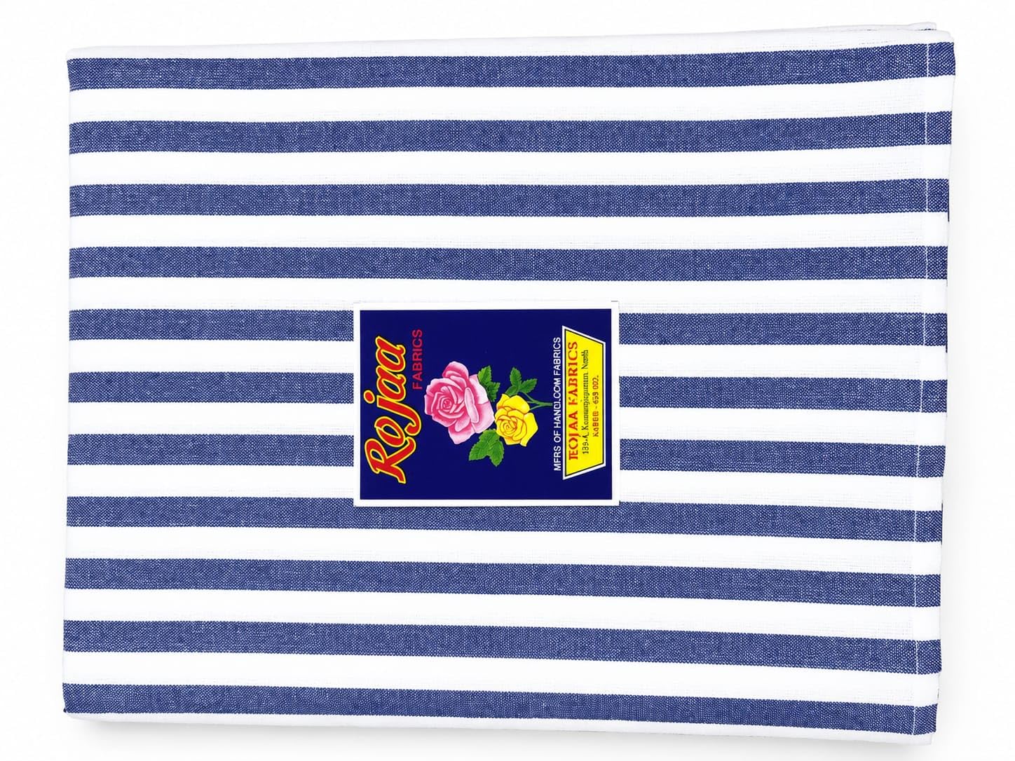 Rojaa Fabrics Blue and White Striped Handloom Cotton bedsheet Size of 60 X 90,650 Grams and Pack of 1.-image-26