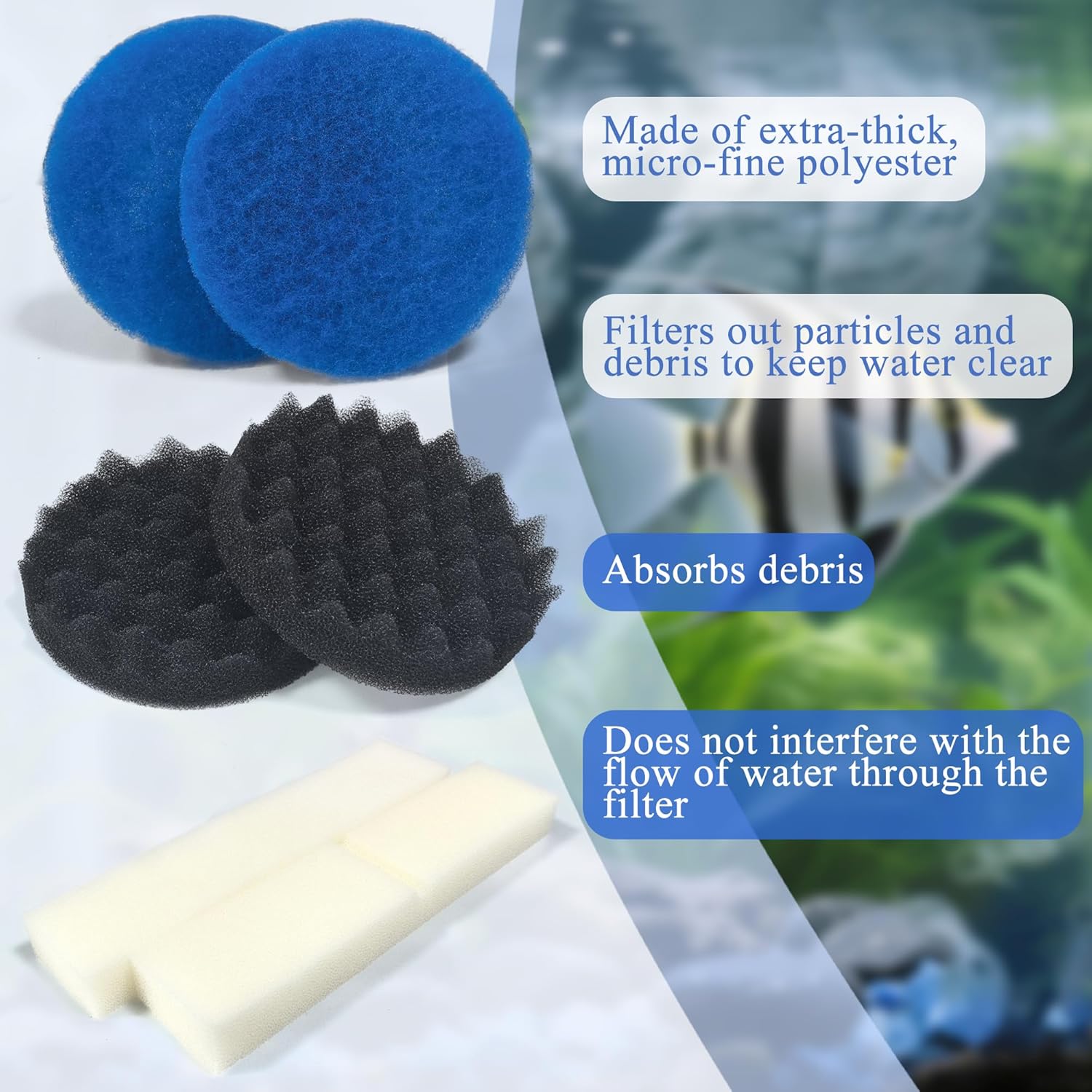 NewKe 20 Pcs Filter Media Replacement Set for Fluval FX4 / FX5 / FX6, Including Foam Block & Bio-Foam & Fine Pad & Water Polishing Pads & 3in1 Coarse Filter & 13in1 Media