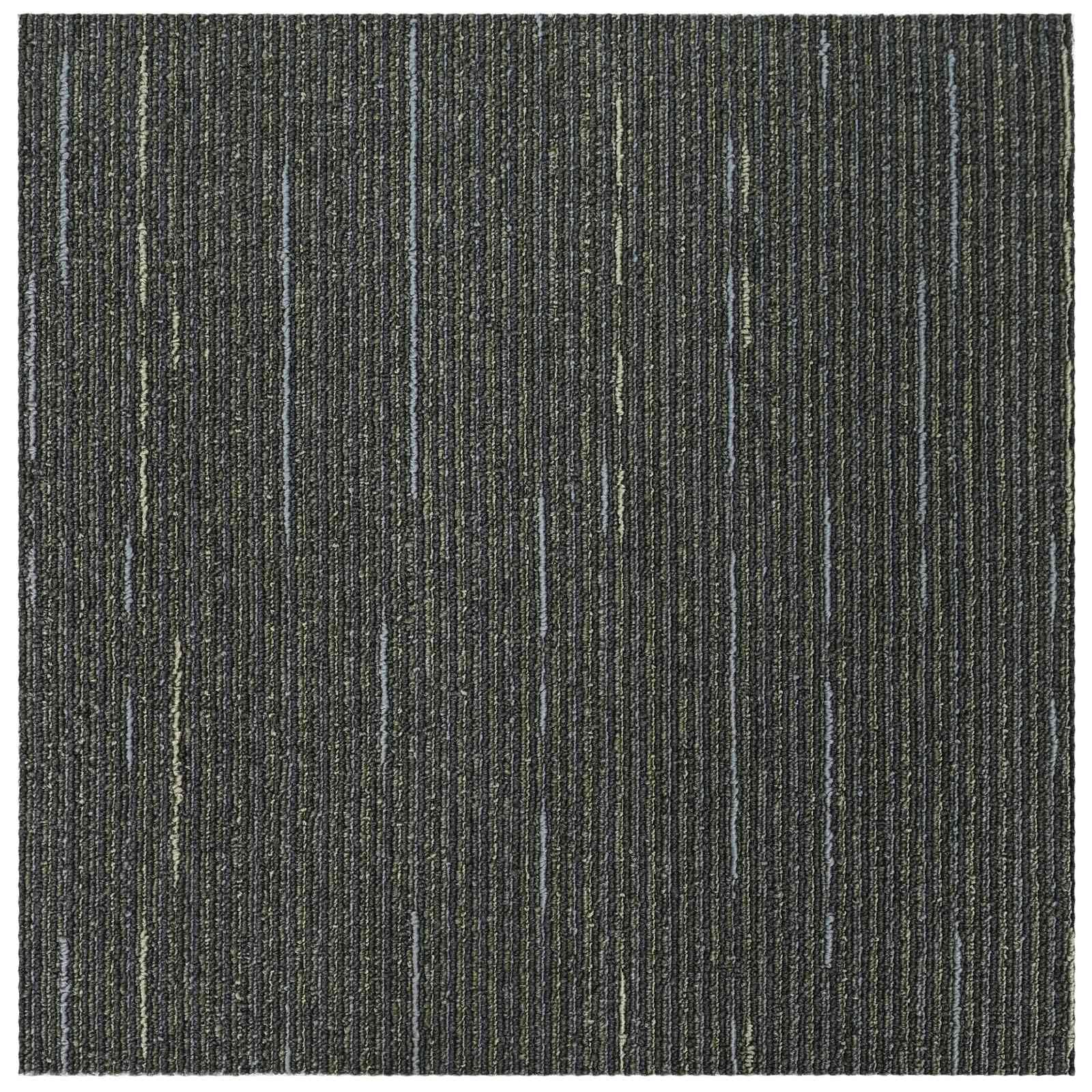 Gestreifte Hellgrüne Teppichfliese 50x50 cm 4er Pack für Innenräume, Schalldämmung, Bodenbelag, einfache Reinigung, vielseitig geeignet für Wohnzimmer, Schlafzimmer, Flur, Büro, Renovierung