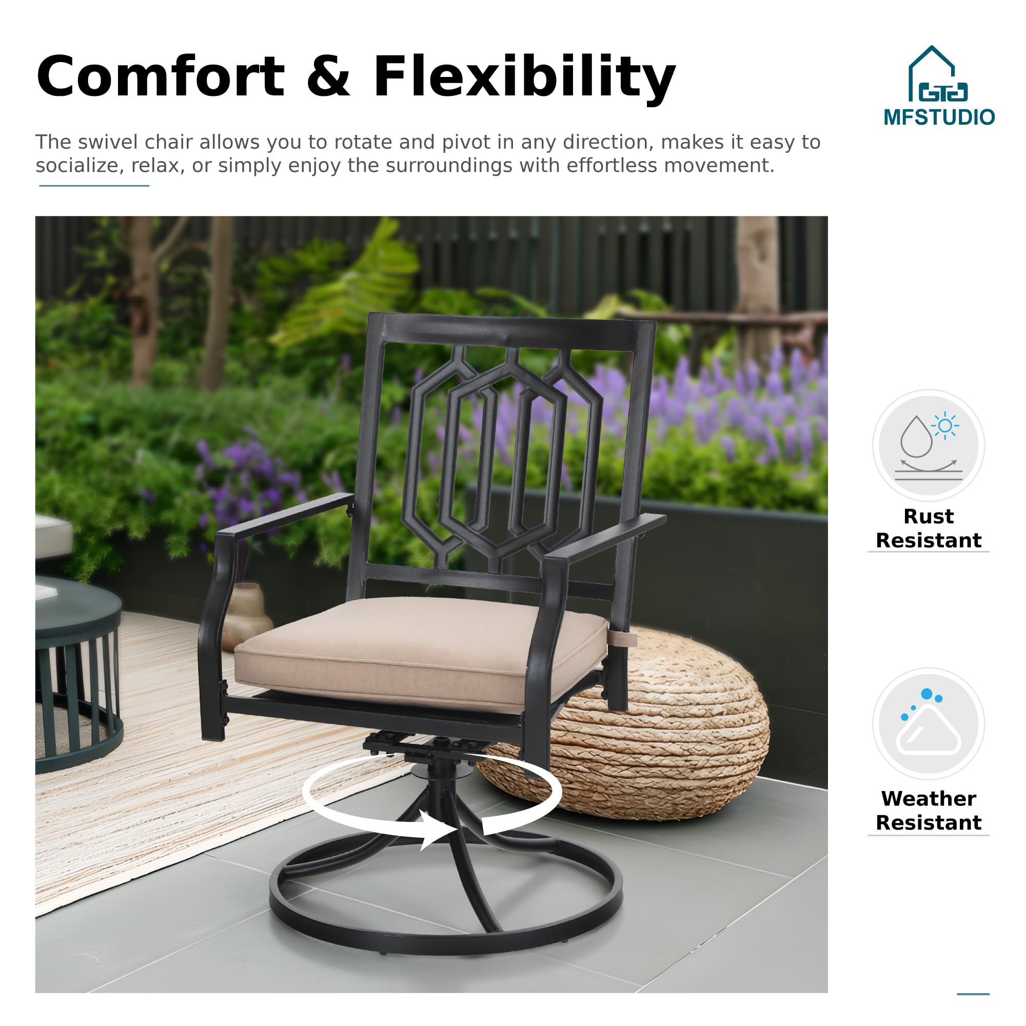 Amazon.com: MFSTUDIO 7-Piece Metal Outdoor Patio Dining Furniture