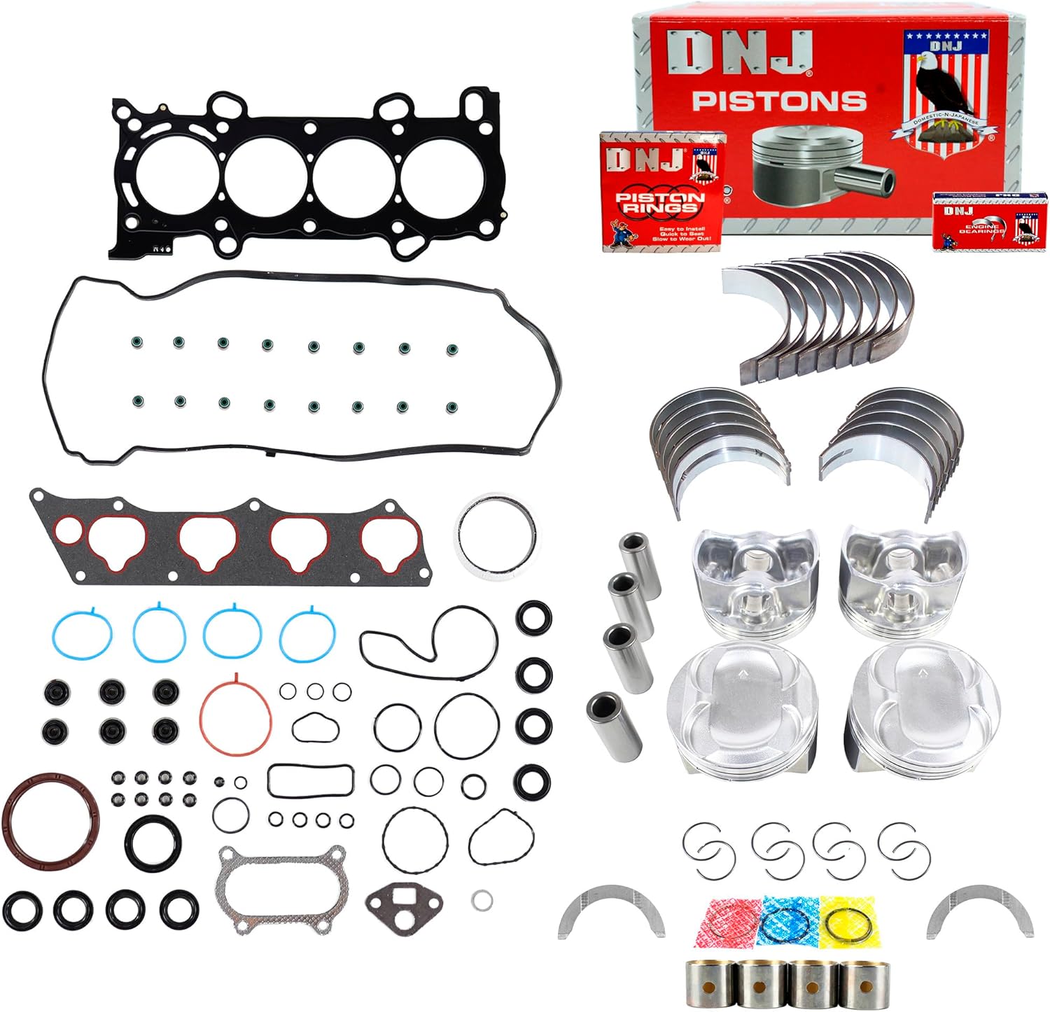 DNJ EK242D Engine Rebuild Kit for 2011-2012 Honda Accord 2.4L L4 16V DOHC 2354cc