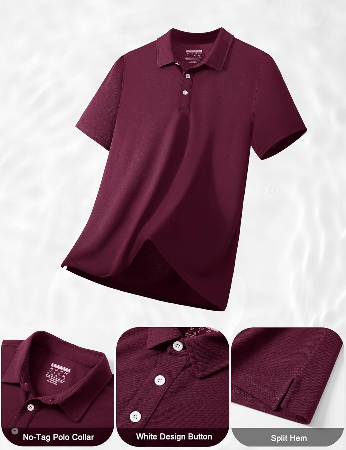 Cotrasen Mens Polo Shirts Short Sleeve Cotton Pique Golf Shirt Button Classic Fit Stretch Performance Casual T-Shirts - Image 5