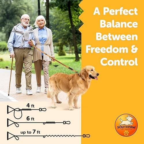 Miniatura 4 de Correa elástica para perro con absorción de golpes de 4 a 7 pies para Golden Retreivers con hebilla de cinturón de seguridad y mango acolchado