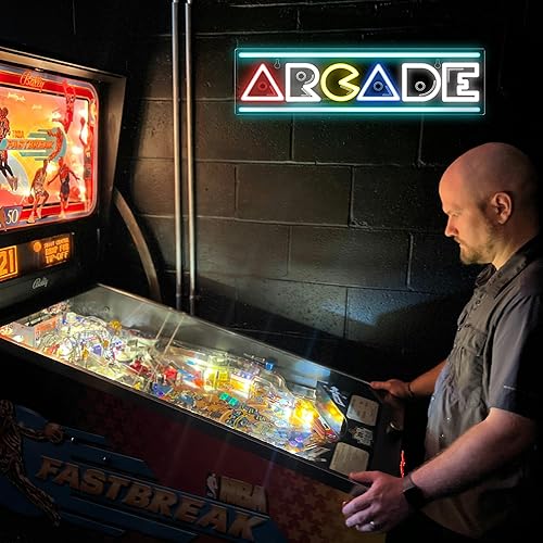 Miniatura 5 de Kavaas Letrero de neón de arcade, letreros de arcade grabados en 3D para decoración de sala de arcade, letrero de neón retro para dormitorio de