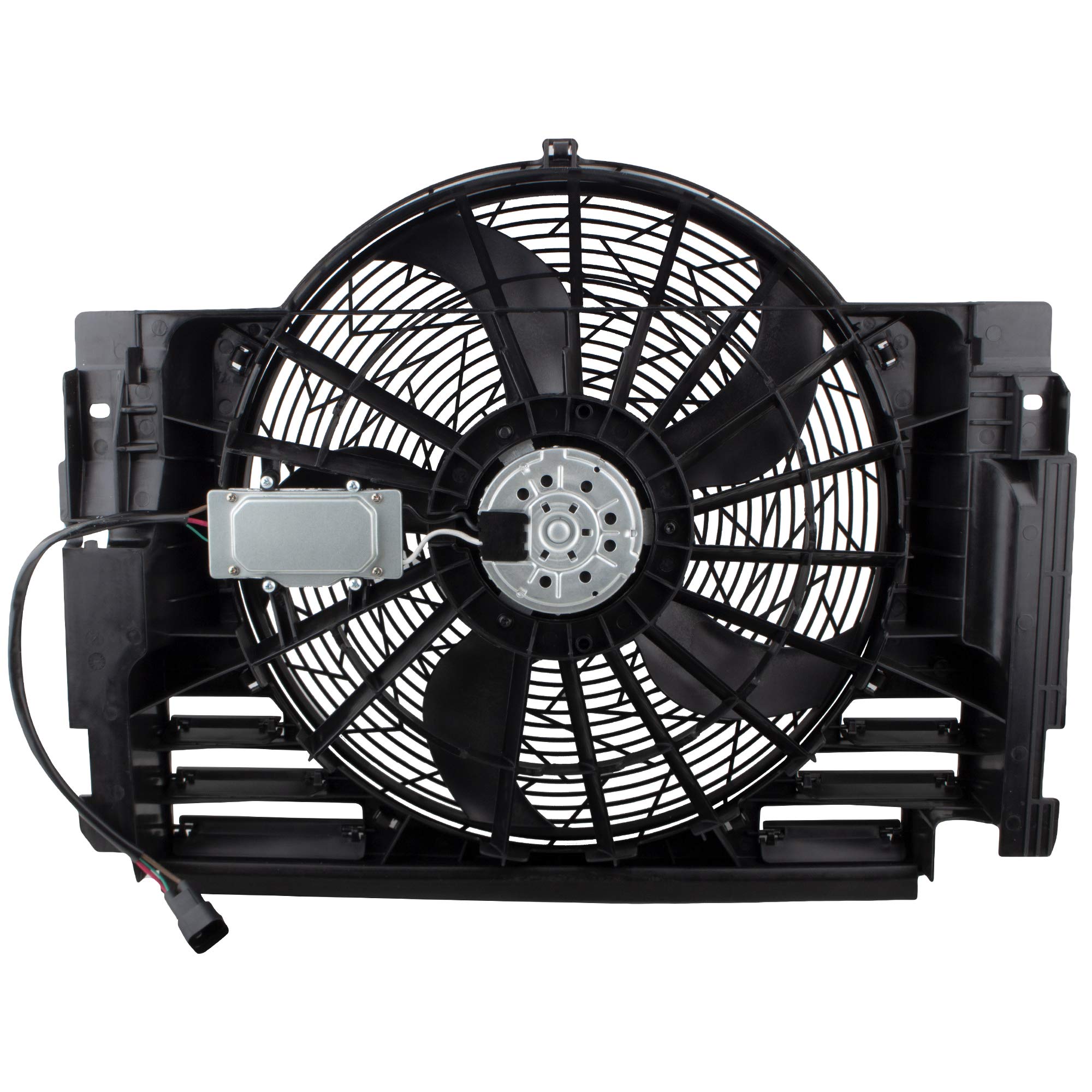 BOXI A/C Condenser Cooling Fan Assembly Compatible with BMW E53 X5 2000 2001 2002 2003 2004 2005 2006 BMW X5 OE# 64546921381 BM3020102