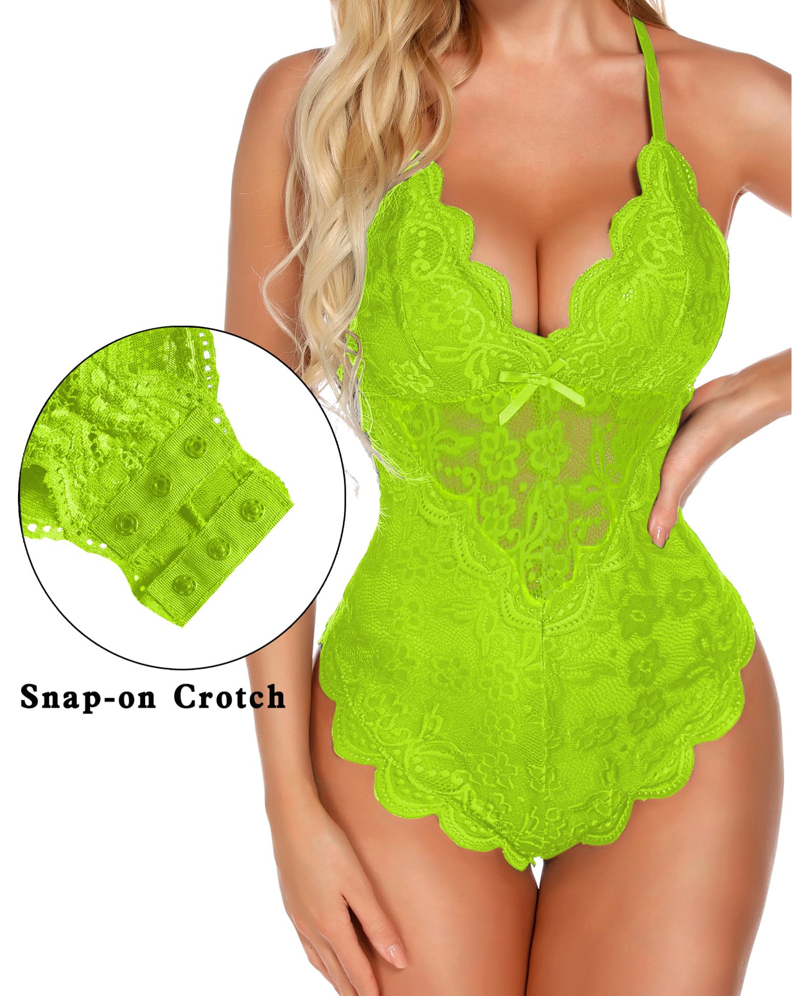 Aranmei Sexy Snap cavallo Body per le donne cattivo un pezzo pizzo Babydoll Lingerie Teddy