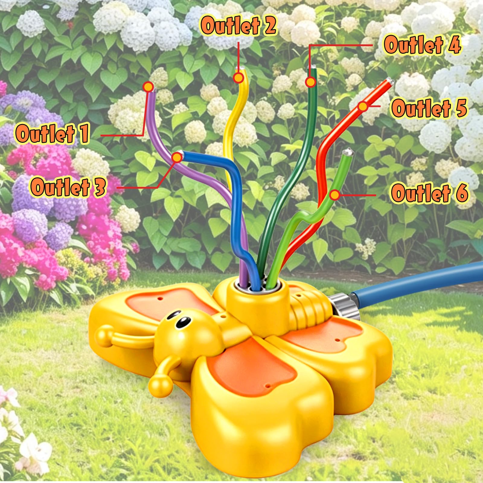 Wassersprinkler für Kinder, Schmetterling Wasserspielzeug Kinder Outdoor, Wasserspielzeug mit Wackelschläuchen, Süßer Schmetterling Wassersprinkler Garten Rasensprenger, für Jungen Mädchen
