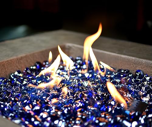 Miniatura 3 de Holy Fire Diamantes de vidrio ignífugo de 1 pulgada para hogueras, rocas reflectantes para chimeneas de gas natural o propano, cuencos de fuego, Oro