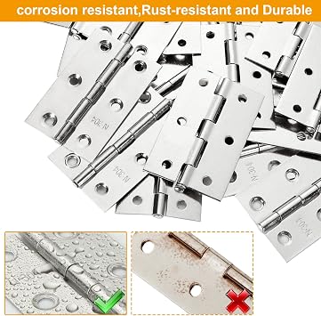 MIVIDE 20 Pcs 3in Door Hinges , 75mm Door Hinges 3”, Silver Stainless Steel Hinges, Butt Hinges 75mm for Interior Doors, Window, Small Household Furniture, Cabinet