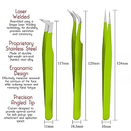 SIVOTE Lash Tweezers for Eyelash Extensions for Volume, Isolation & Classic Lashes, 3 Pack, Green