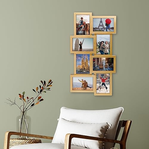 Vista 24 de Melannco Marco de collage de fotos de 24 x 12 pulgadas, con 8 aperturas, muestra cuatro fotos de 4 x 6 y cuatro fotos de 6 x 4 pulgadas, color negro