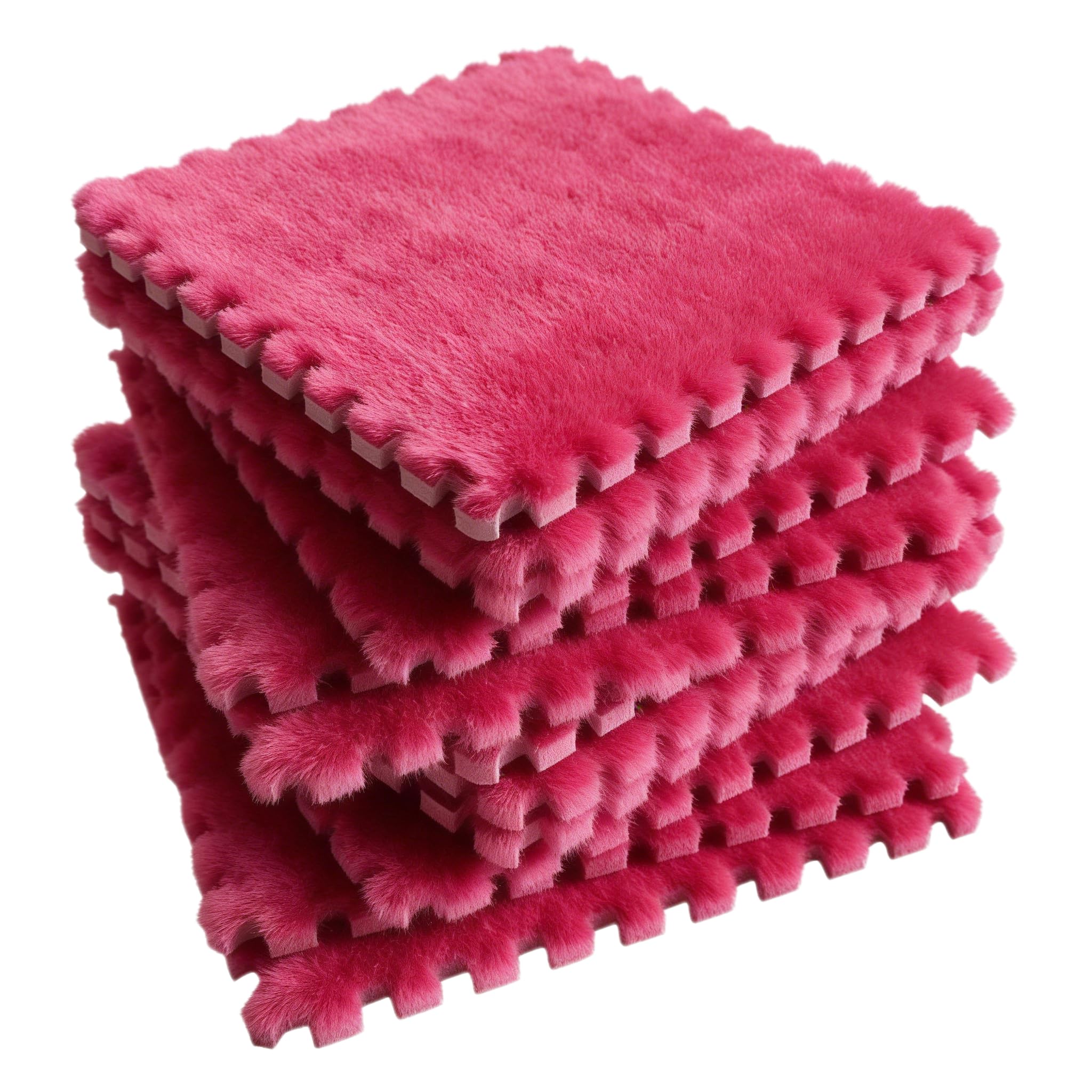 Rosa Puzles de espuma de peluche entrelazados, 12 piezas, 30 x 30 cm, alfombra de espuma para el suelo, suaves losetas para el dormitorio y la sala de estar