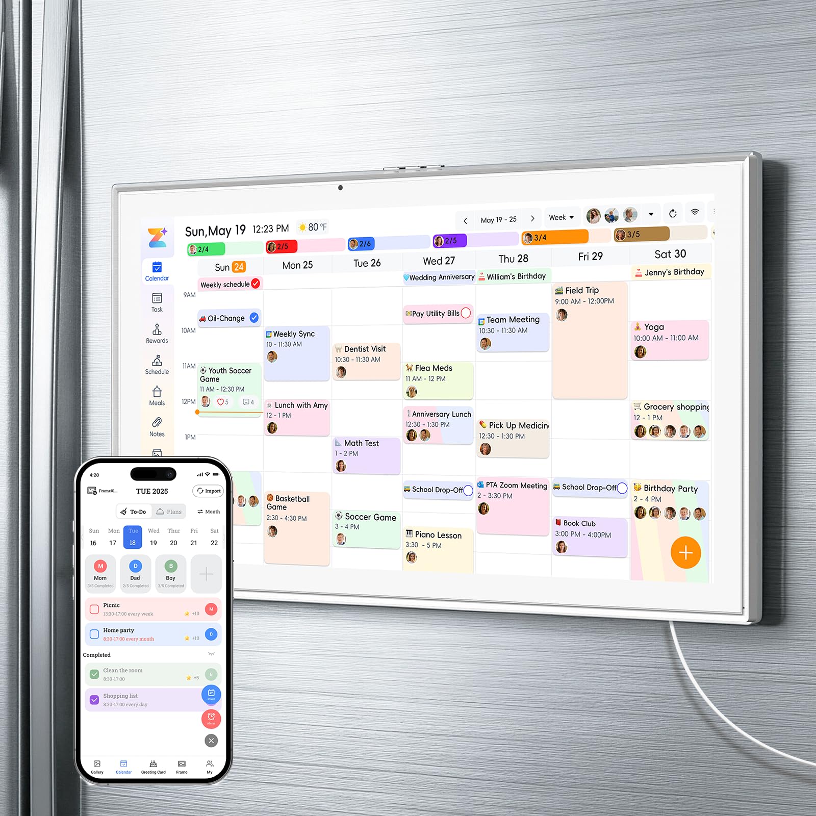 Photo 1 of HOOCEN 15.6 Inch Smart Digital Calendar with FREE APP for Fridge & Wall Touch Screen, Magnetic Refrigerator Mount, Electronic Planner for Office Desk, Auto Sync Schedules, Family Chore Chart, White