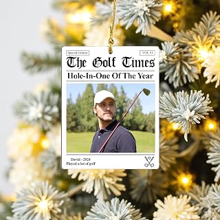 Vintage Personalized Golf Magazine Cover Christmas Ornament 2025 Custom The Golf Newspaper Style Keepsake Gift for Golfers, Men, and Sports Lovers Retro Decoration