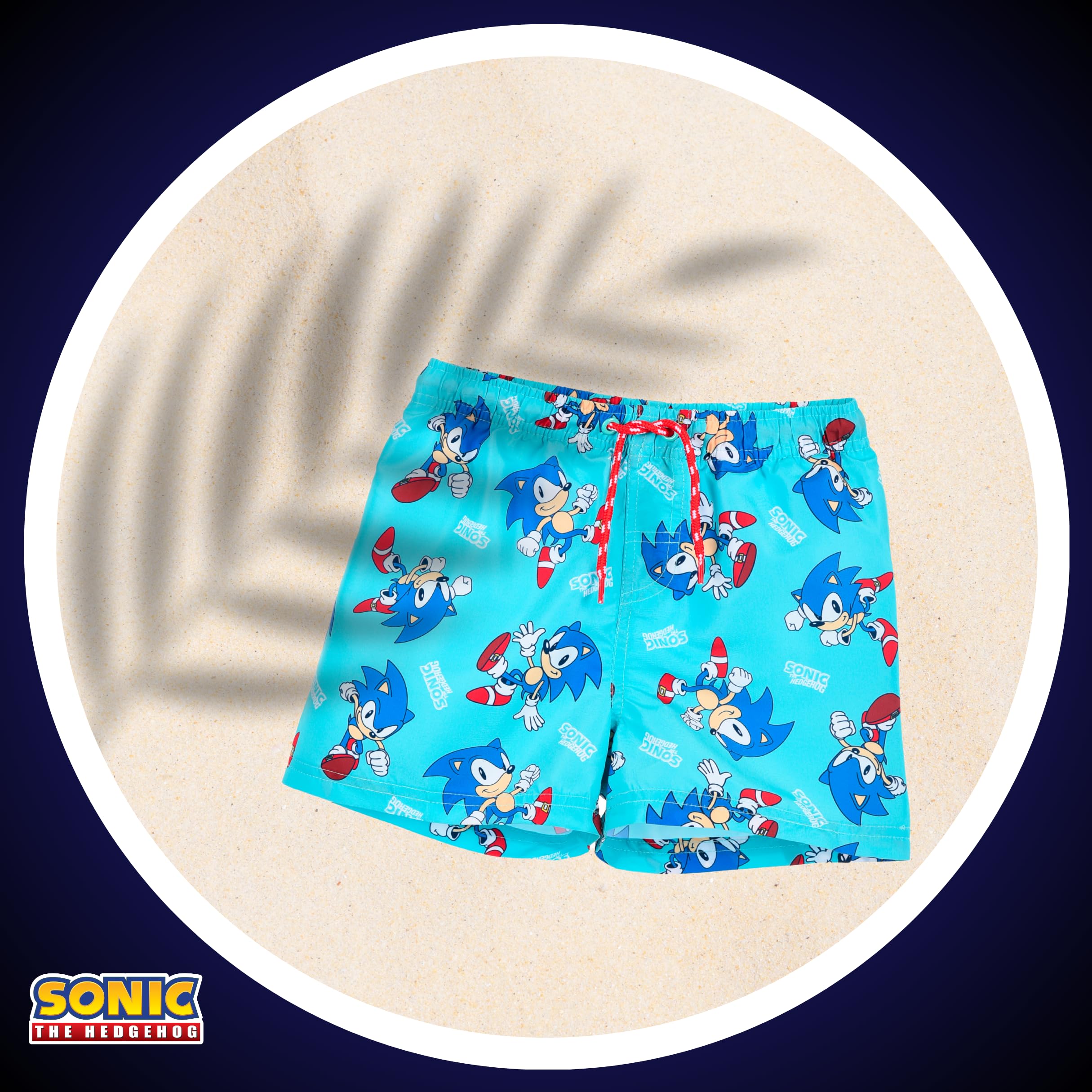 Sonic The Hedgehog Bermudas para Niño, Shorts de Baño Verano Bañador de Natación Infantil, Tallas 4 a 10 Años