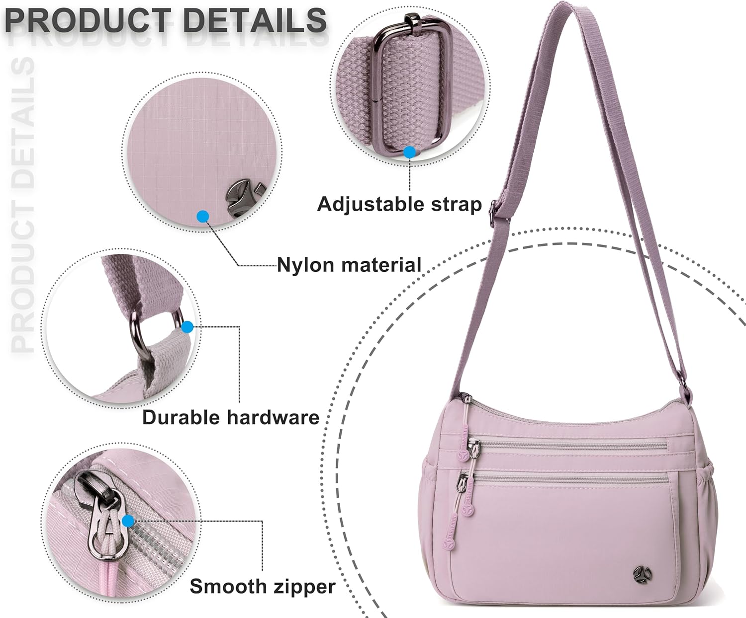 Casual Crossbody Bag with Anti Theft Pocket - Women Lightweight Water-Resistant Purse Bag - Image 5