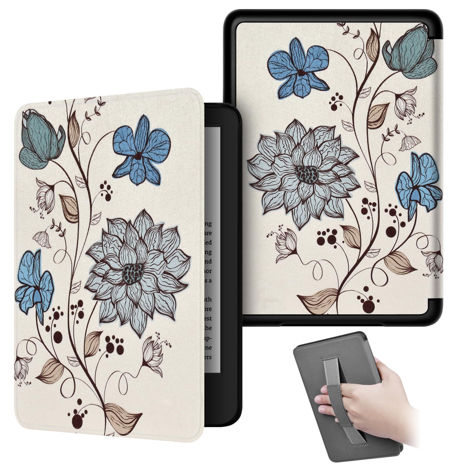 Custodia con cinturino da polso per Kindle Colorsoft Signature Edition, versione 2024 da 7 pollici, con retro trasparente, funzione sveglia/sonno