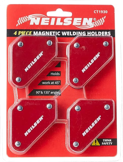 Neilsen ct1930 4 Piece Mini Magnetic Welding Holders, Red, Set of 4