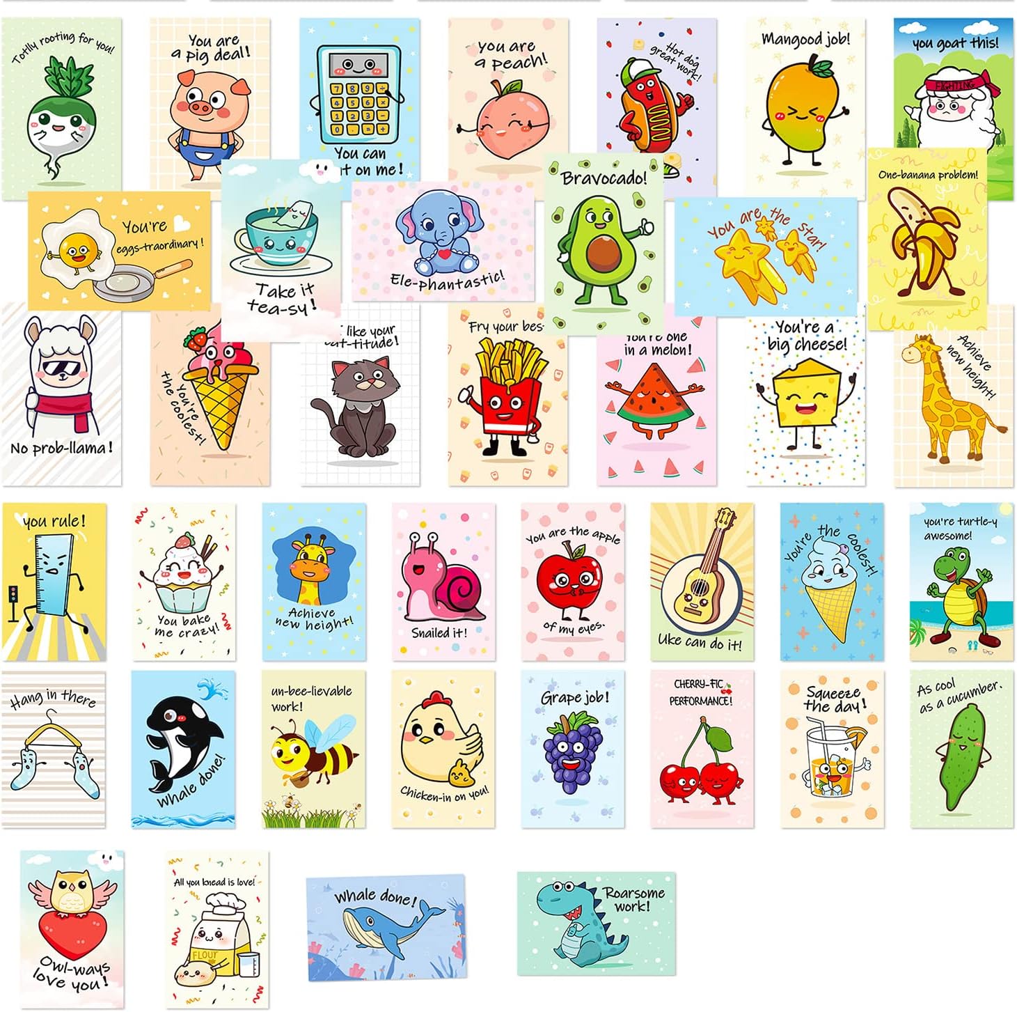 WBQMUNY 40 Sheets Funny Puns Hilarious Cards, Bulk