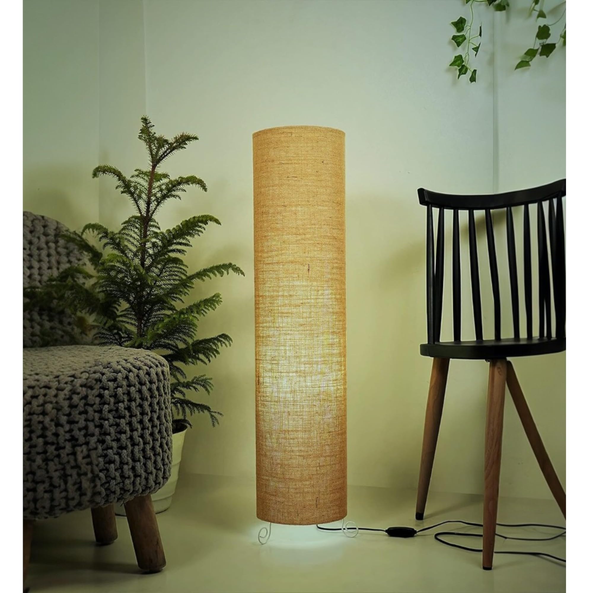 THE LIGHT SHADOW Cotton Fabric Floor Lamp for Bedroom's Desk Lamp for LivingRoom, Bed Room, Office Night Stand Dimmable Room Floor Lamp for Reading (Brown (Lamp))