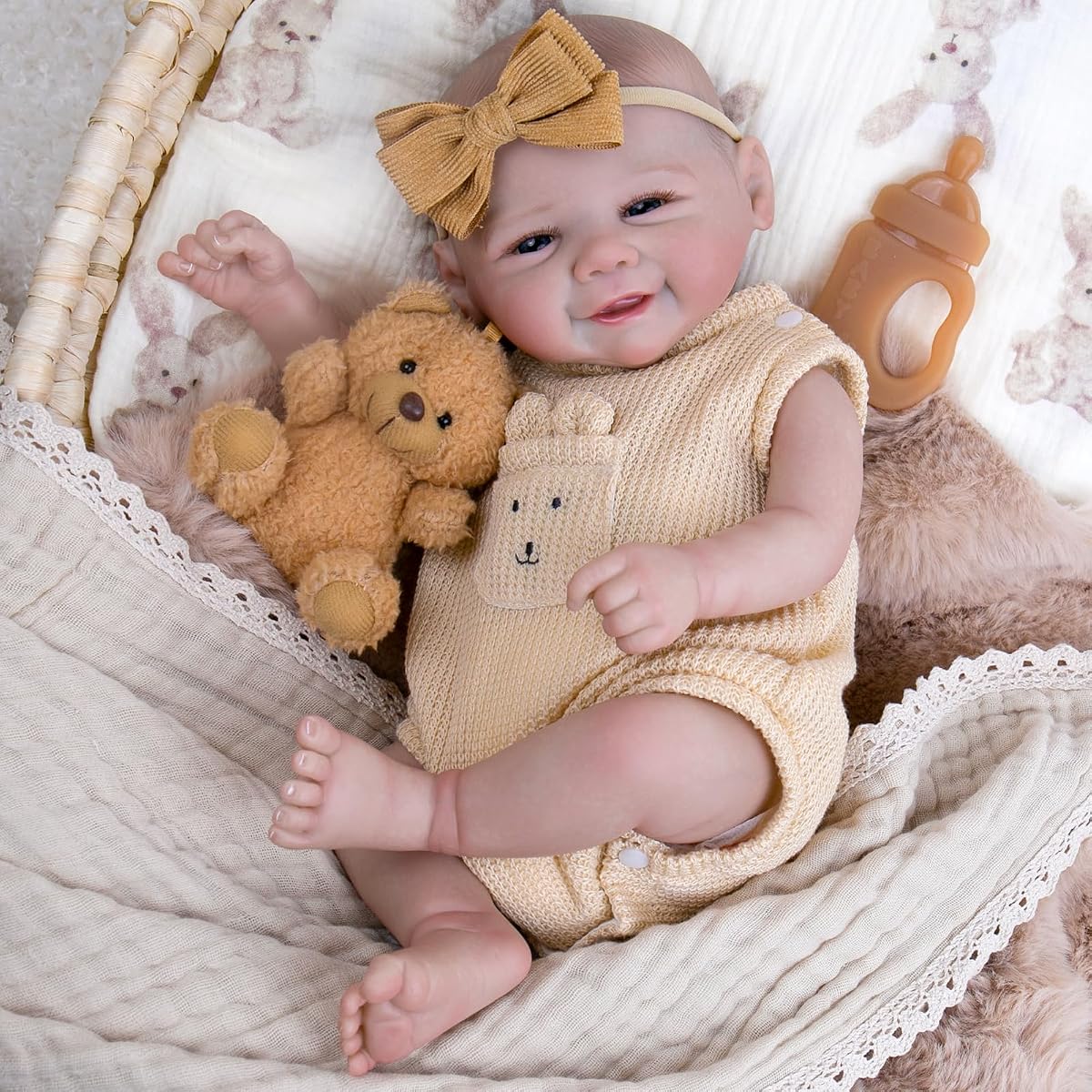 Muñecas bebé Reborn realistas Aori de 20 pulgadas | Niña recién nacida realista con cuerpo suave, muñeca bebé ponderada premium con atuendo para niñas mayores de 3 años, padres, ancianos