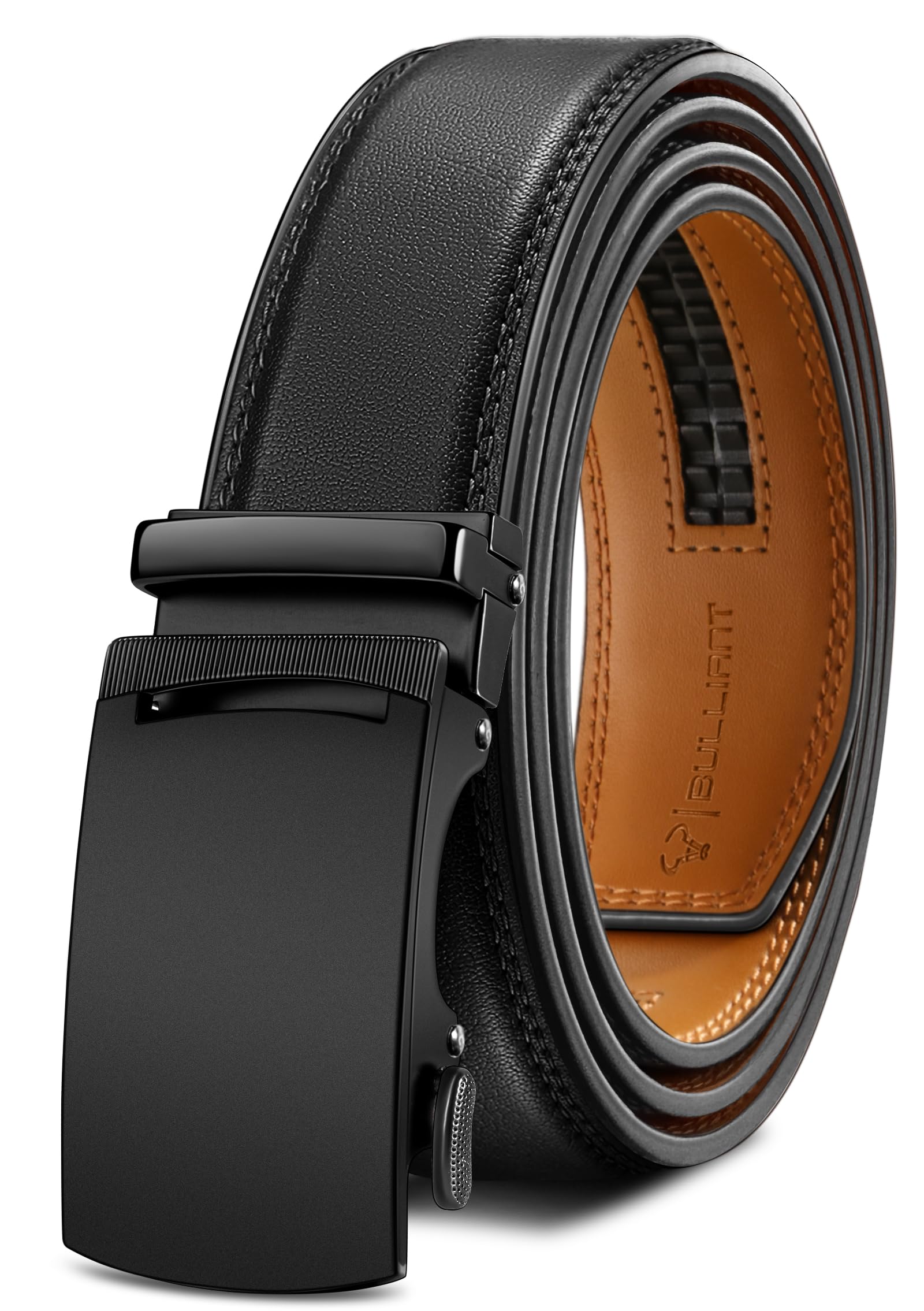 BULLIANT Cintura Uomo, Cintura Pelle Uomo Cricchetto Automatica Fibbia 35mm,Trim Regolabile per Adattars