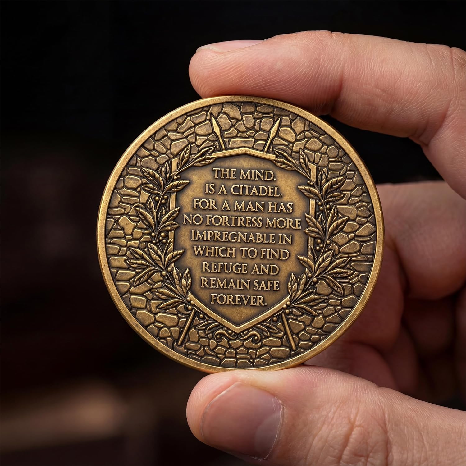 Inner Citadel Stoic Coin - Medallion of Resilience & Strength - Stoic Philosophy Gift for Men & Women - Inspirational Ancient Roman Style Token for Mindfulness & Motivation