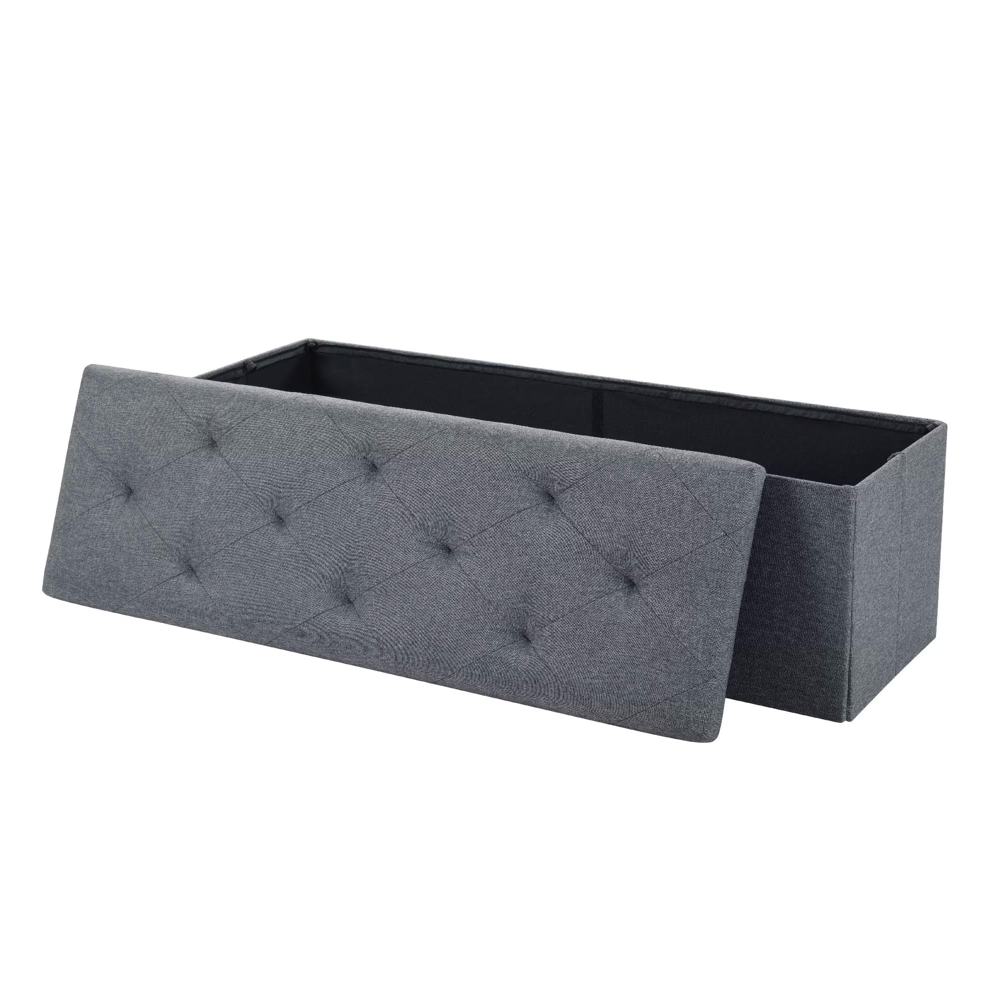 Avolend 47 Inches Folding Storage Ottoman Bench, Ottoman Foot Rest, End of Bed Bench, Storage Chest for Living Room, Bedroom, Entryway, Gray