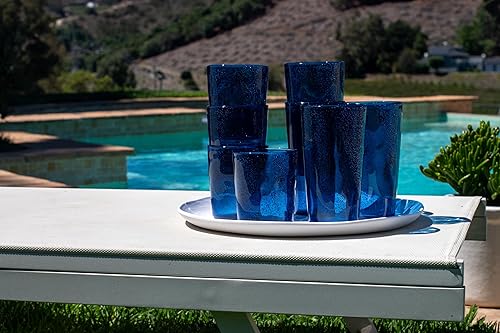 Miniatura 2 de Abode Homewares by TarHong Fizz Bubbles - Juego de 8 vasos de plástico de alta calidad, con 4 vasos jumbo y 4 vasos dobles antiguos, color azul