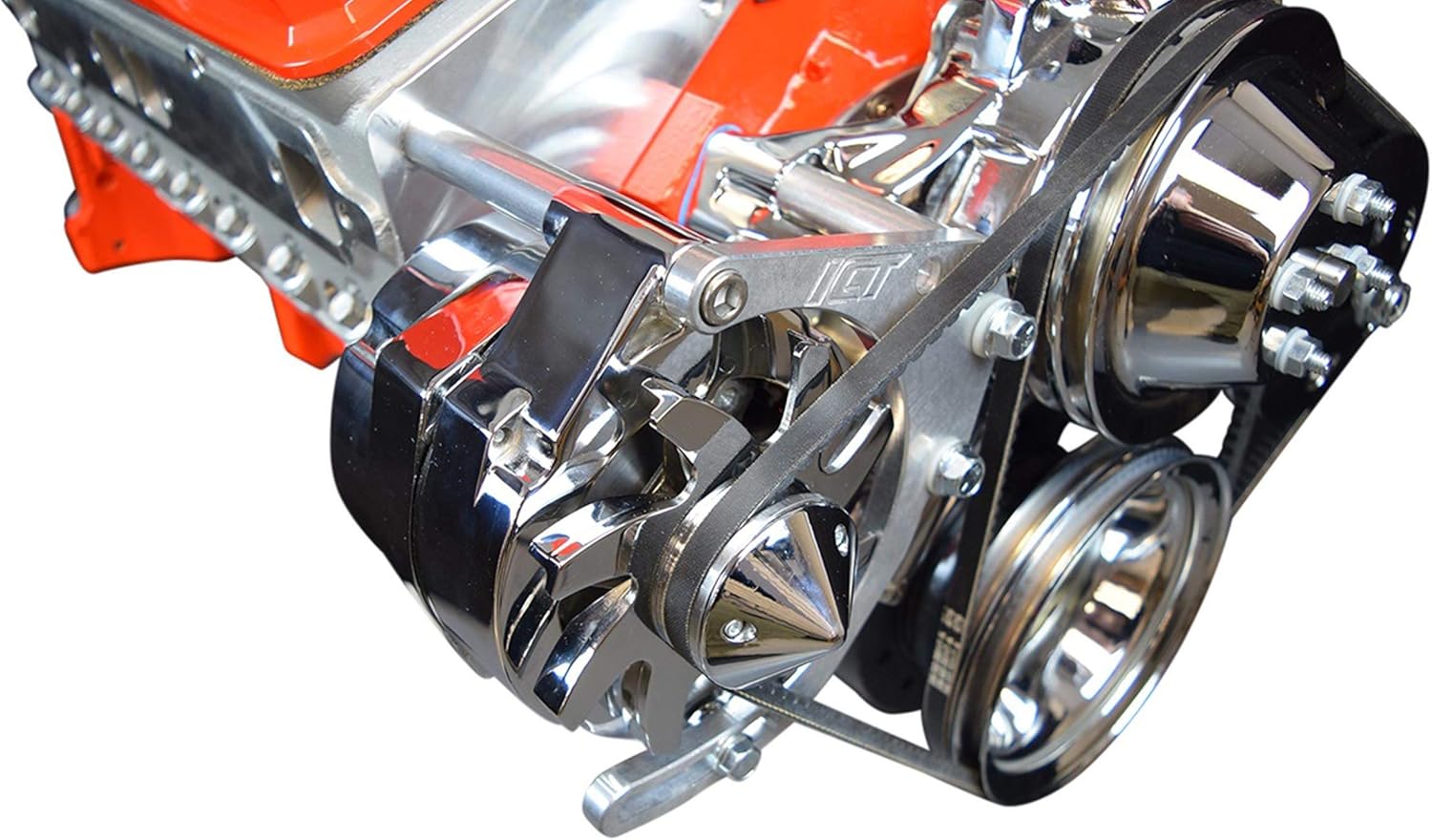 ICT Billet SBC Adjustable Alternator Bracket Low Mount Kit Compatible with Small Block Chevy 305 327 350 5.0L 5.7L V8 Long Water Pump for V Belt 551672