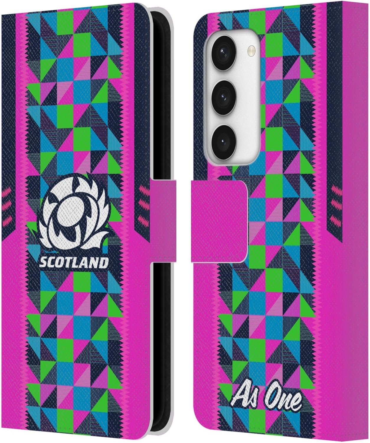 Head Case Designs Officially Licensed Scotland Rugby Neon Training 2023/24 Crest Kit Leather Wallet Case Compatible with Samsung Galaxy S23 5G
