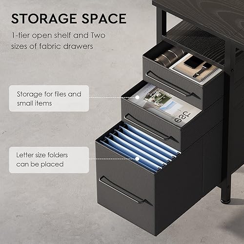 Miniatura 4 de Maihail Maihail - Escritorio pequeño con cajones, escritorio para computadora de 40 pulgadas con estantes, escritorio de escritorio con