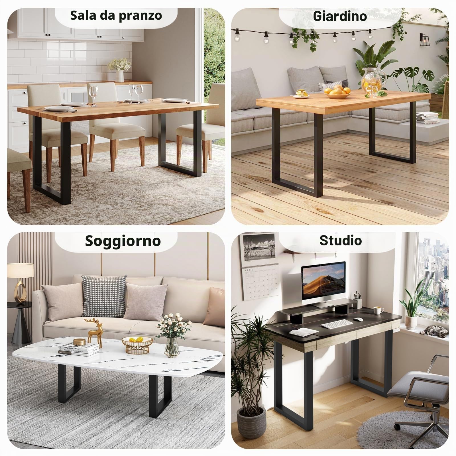 Gambe da Tavolo, 2 Pezzi Struttura Tavolo, Strutture Quadrate Stile Industriale DIY per Tavoli da Caffè, Tavoli Soggiorno, Mobili, Gambe in Metallo per Piano di Lavoro, Quadrato L80 cm X H71 cm