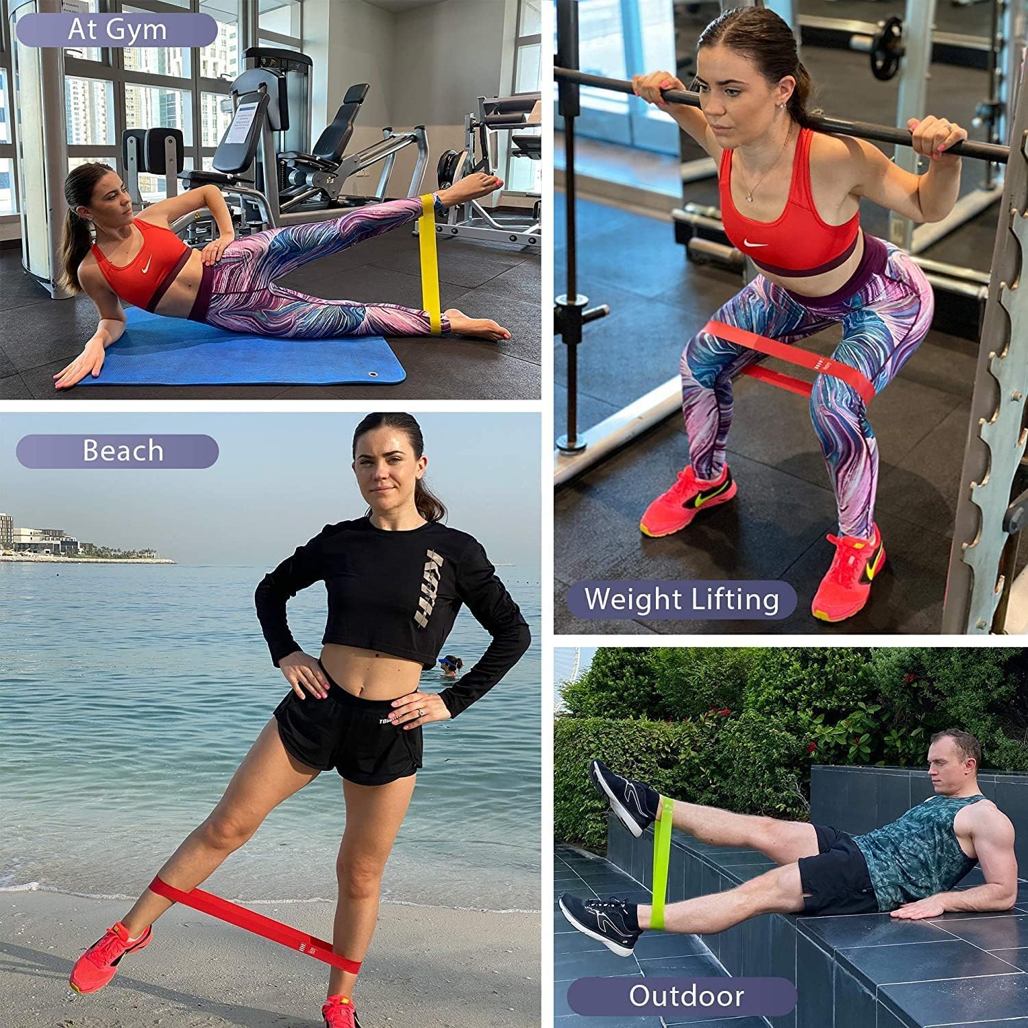 AEE® Premium 5 Adet Farklı Dirençte Pilates Squat Aerobik Bandı - Hafif,Orta,Sert Çalışma Lastiği-Evde Spor Karın Kası Sıkılaşma Seti