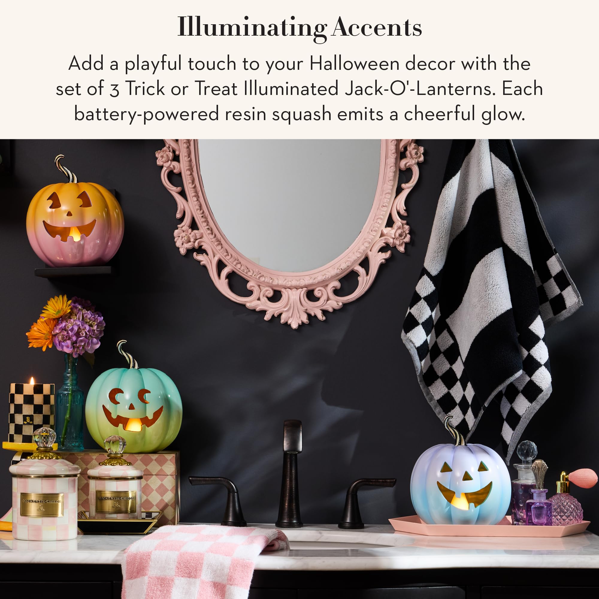 Amazon.com: MACKENZIE-CHILDS Set of 3 Illuminated Resin Jack-O