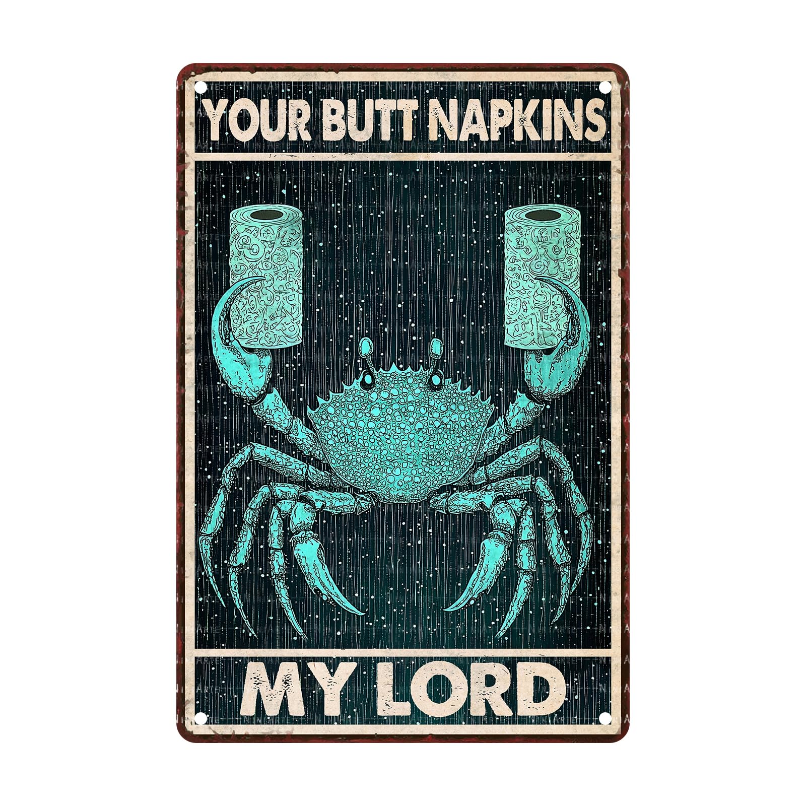 Funny Crab Bathroom Sign Crab Posters Your Butt Napkins My Lord Vintage Signs Man Cave Decorations Bathroom Wall Art Metal Decor 8X12Inch