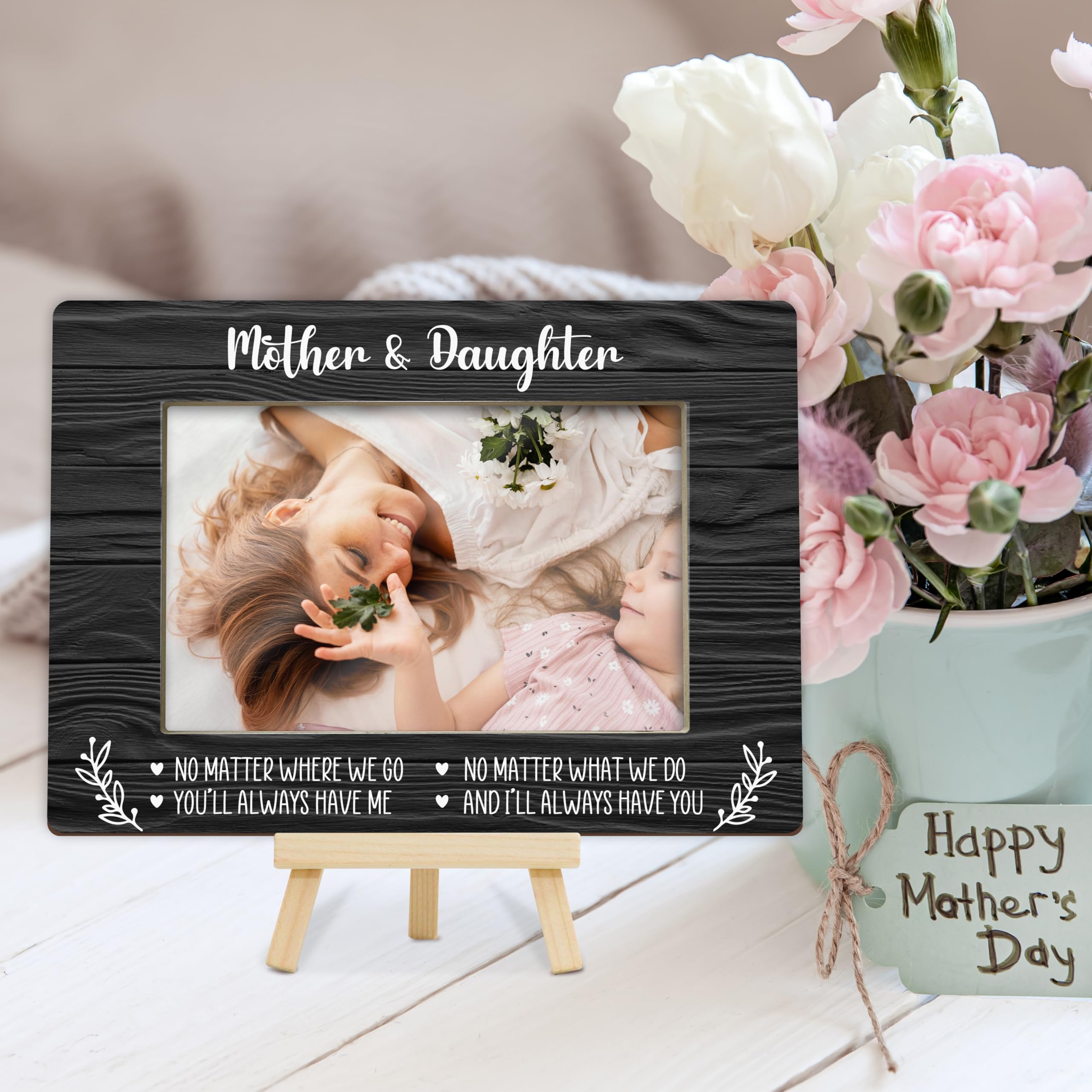 Kqfdr Mother & Daughter Picture Frame, Mother's Day Photo Frame Gift for Mom, Happy 1st Mothers Day, Birthday Gift for Table Decor Display (4x6-