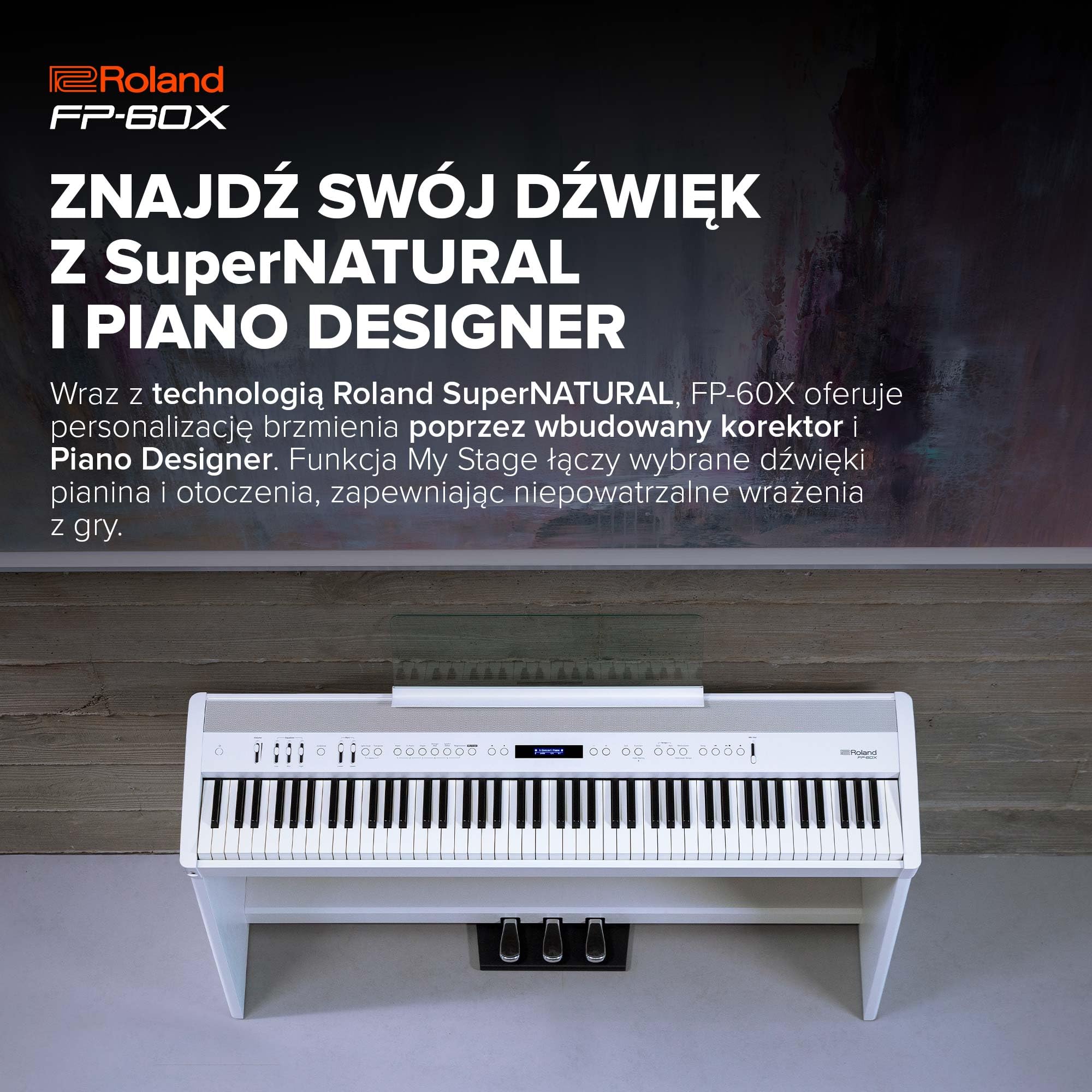 Roland FP-60X Cyfrowe pianino – 88-klawiszowa klawiatura elektroniczna, przenośne pianino o doskonałej jakości, czarne