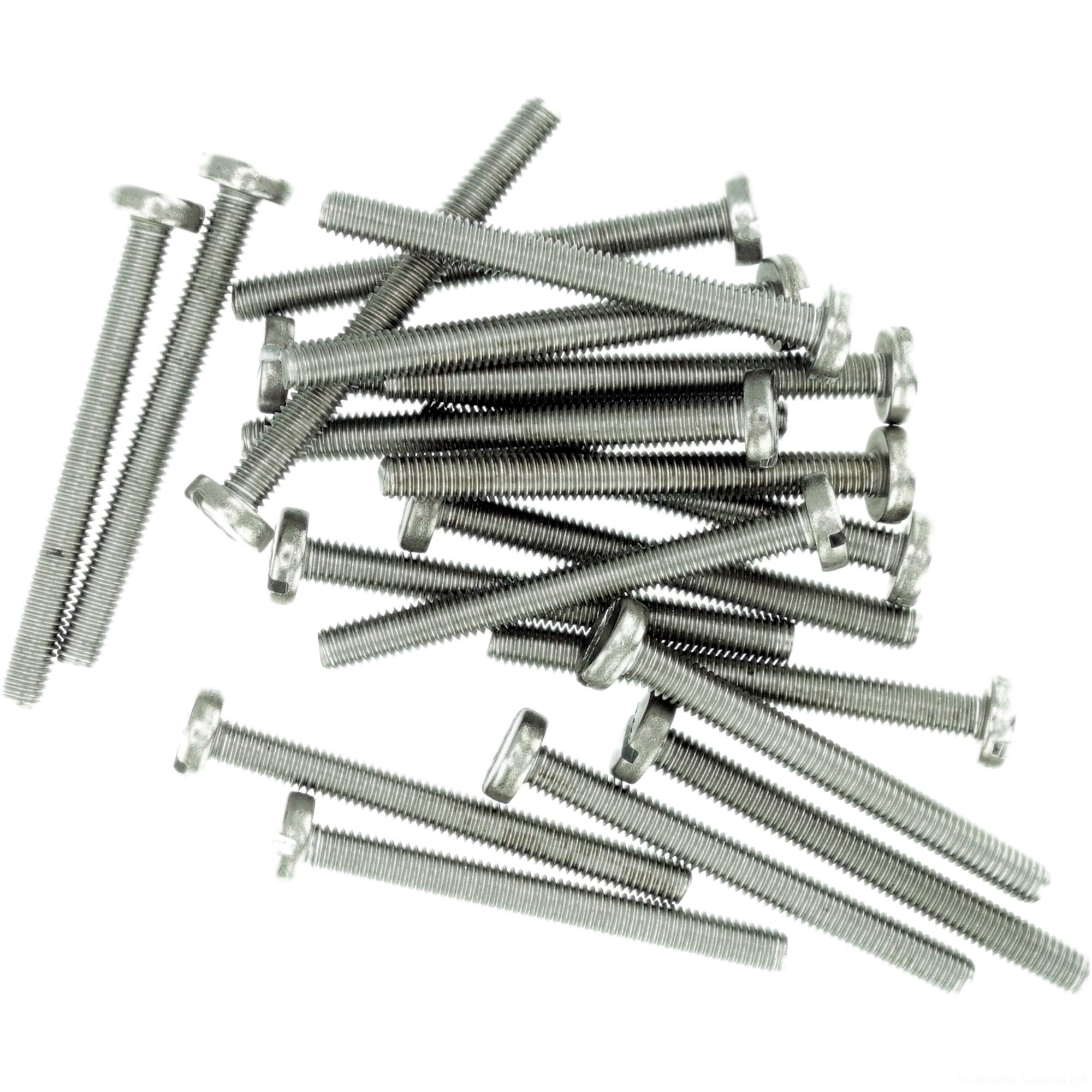 Singularity Supplies M6 (6Mm X 45Mm) Slot Pan Machine Screw (Bolt) - Stainless Steel (A2) (Pack Of 20)