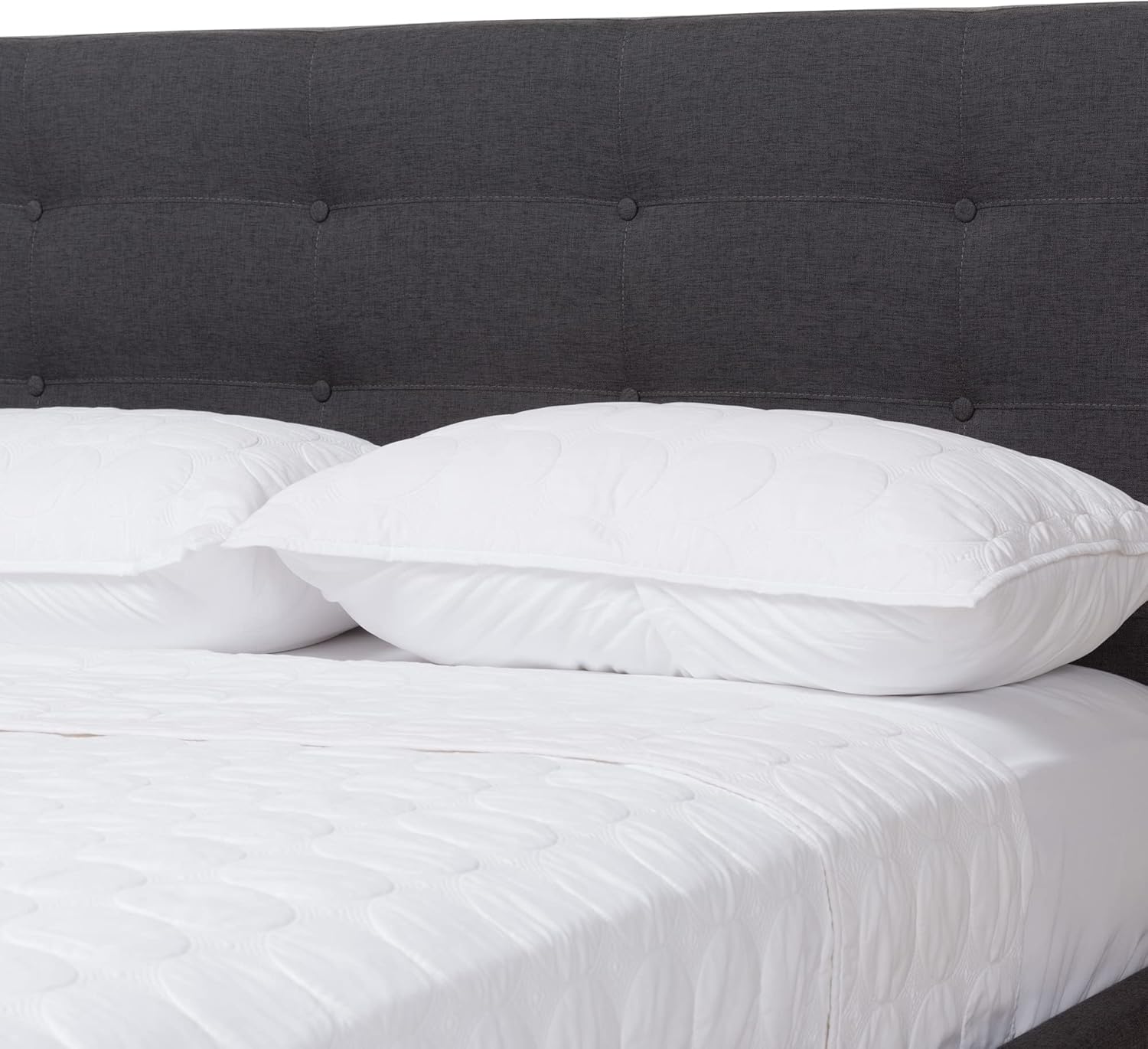 Baxton Studio Valencia Bedroom Set, 2-Piece, Dark Grey/Walnut Brown