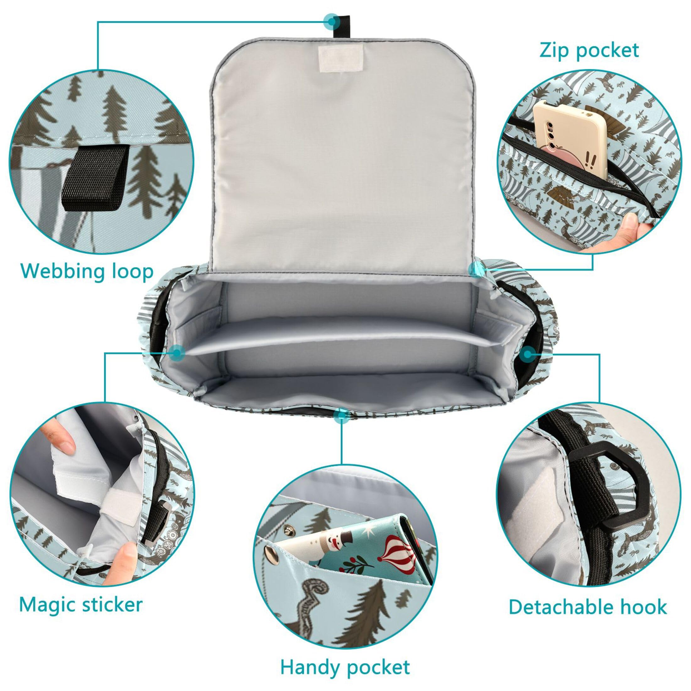 Burbuja Viking Boats Stroller Organizer with Insulated Cup Holders, Non-Slip Stroller Caddy Universal Fits Most Strollers, Nursery Accessories