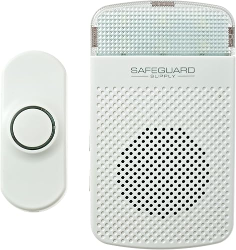 Safeguard Supply - Timbre inalámbrico de largo alcance confiable de 34 millas de largo alcance, volumen ajustable a 90 dB, modo de timbre para