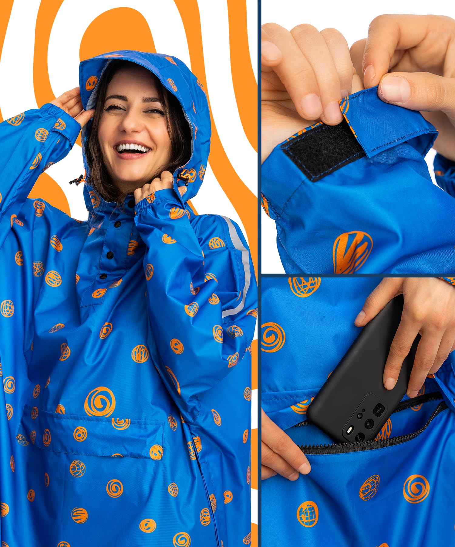 Jubi® Poncho de pluie pour femme - 100 % imperméable, léger et respirant - Poncho coupe-vent pour l'extérieur, la randonnée, le camping et les voyages - Protection contre la pluie élégante pour le