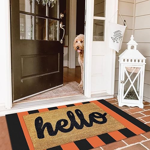 Vista 36 de KILOCOCO Alfombra de rayas beige de 2.3 x 3.6 pies para interiores y exteriores, alfombra tejida a mano de algodón lavable a rayas para puerta Rayas