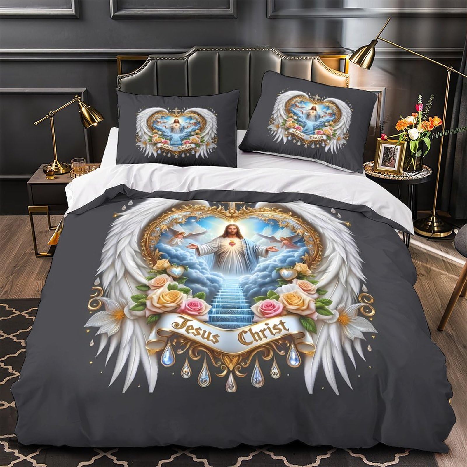 Parure de lit temple japonais housse de couette microfibre 3D