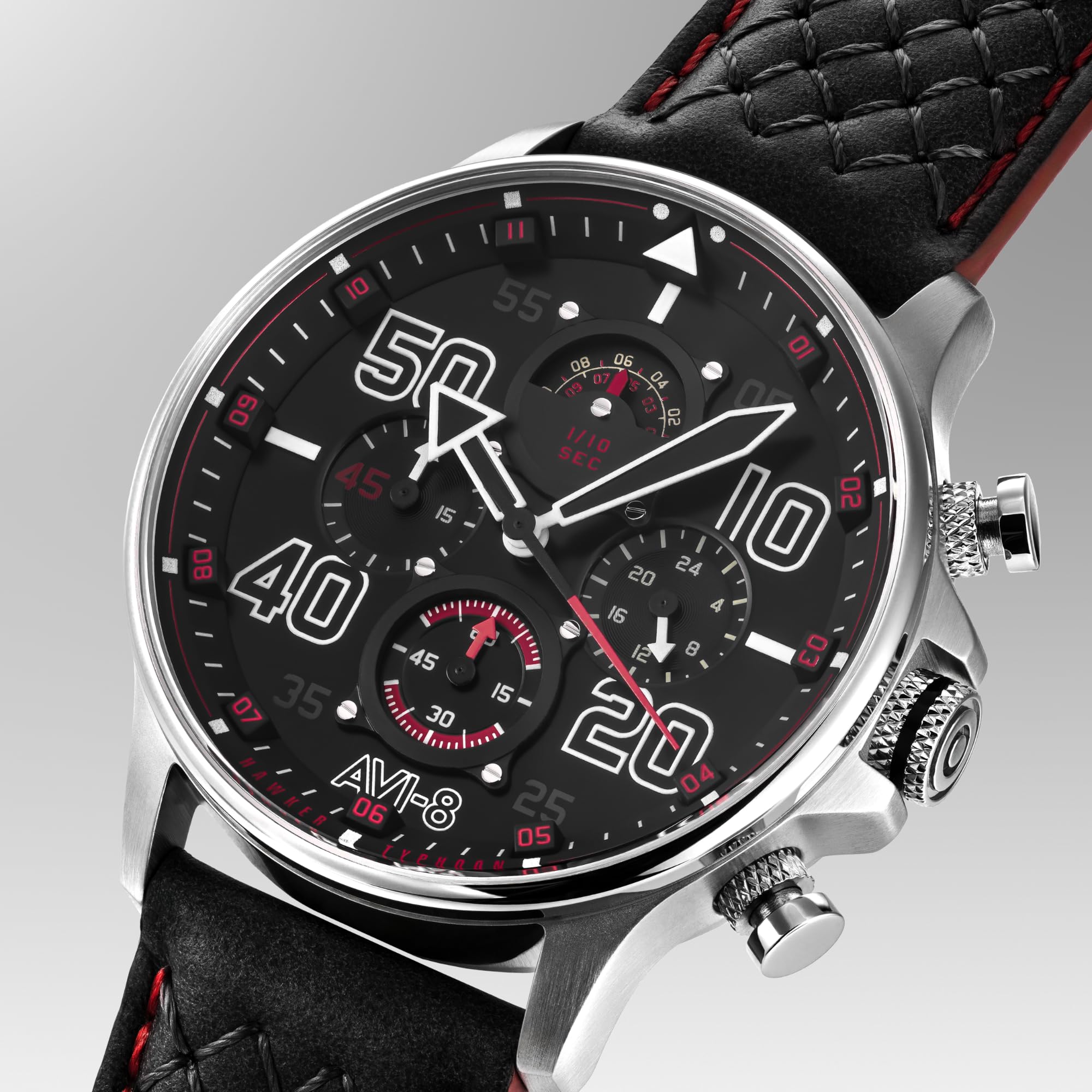 AVI-8 Reloj cronógrafo Hawker Typhoon Coningham para Hombre 42 mm D-Day 80 edición Limitada con Correa de Cuero AV-4093